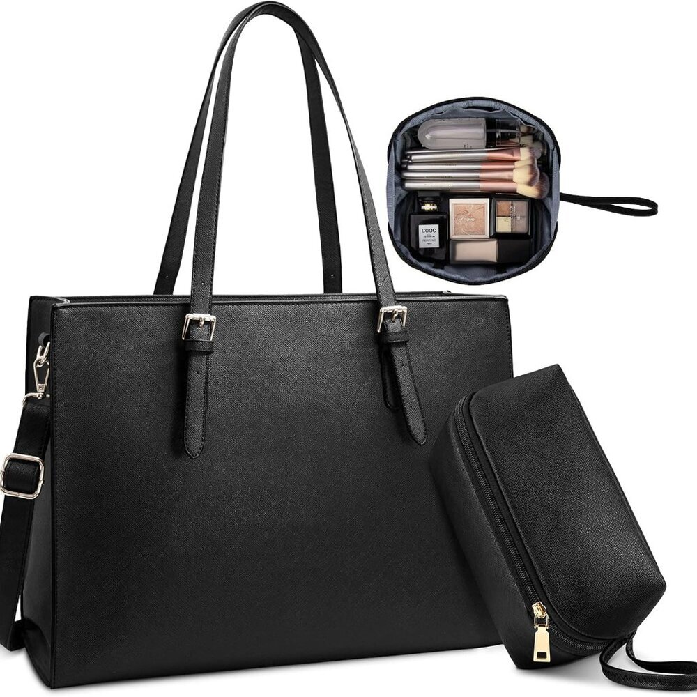 Laptop Bag for Women Waterproof Lightweight Leather 15.6 Inch Computer Tote Bag